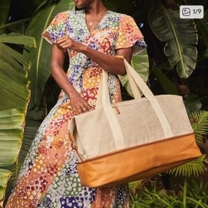 DSW Canvas And Faux Leather Weekender With Separate Shoe Compartment